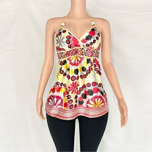 Vintage floral halter babydoll top